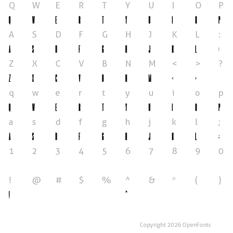 Character Map of Romestone Regular