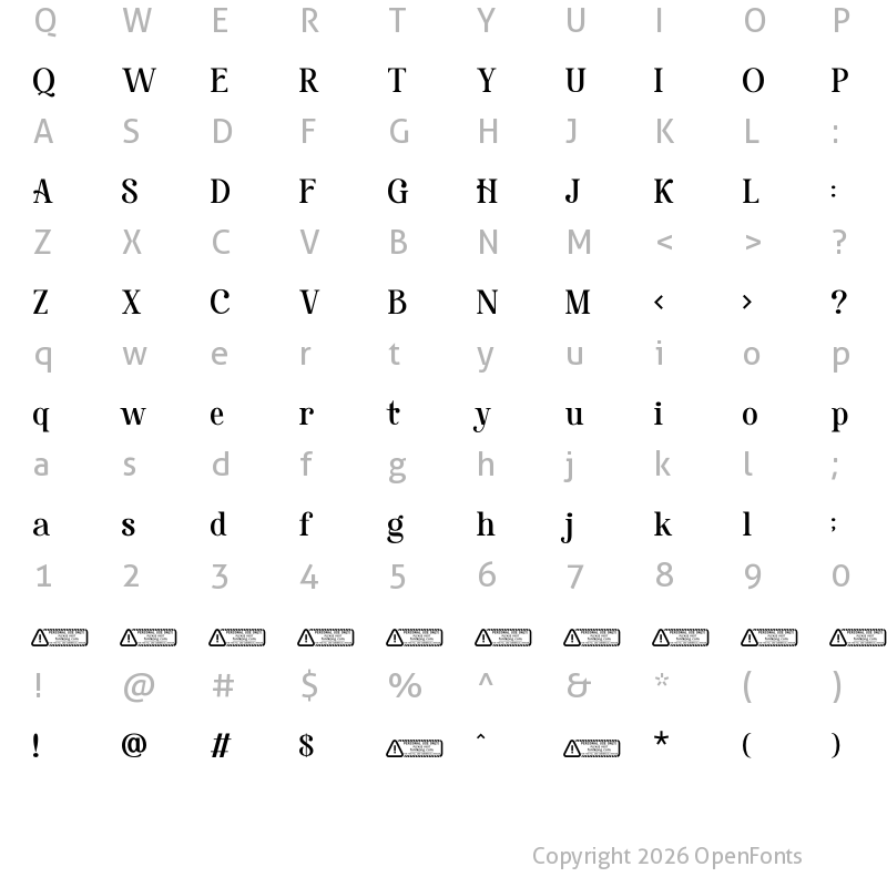 Character Map of Ronald Tumb Regular