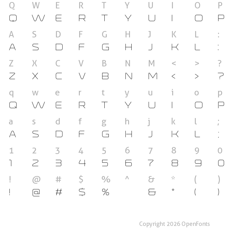 Character Map of Ronduit Capitals Light