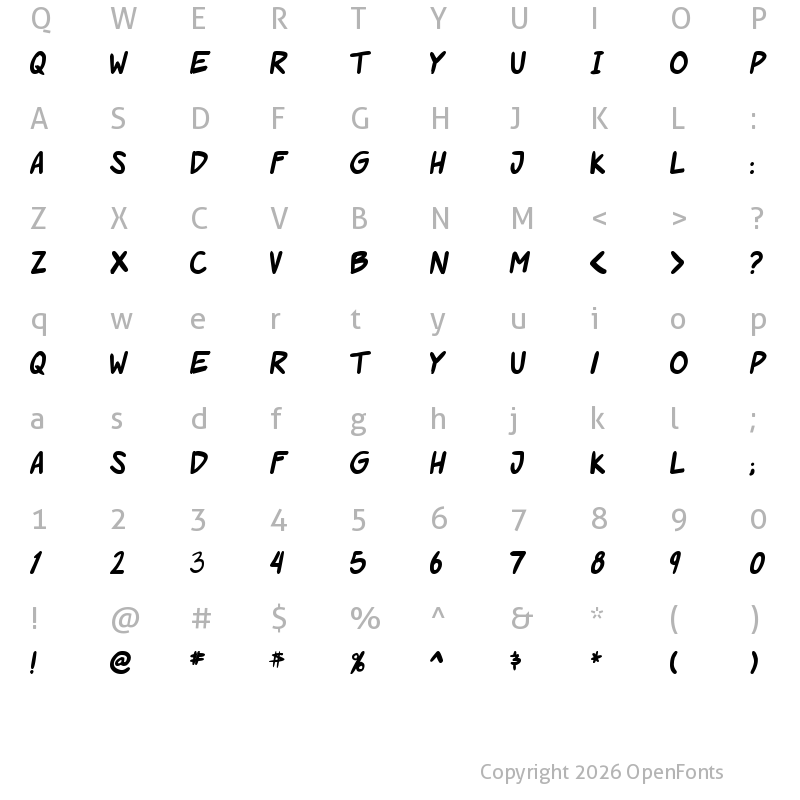 Character Map of Roof runners Bold