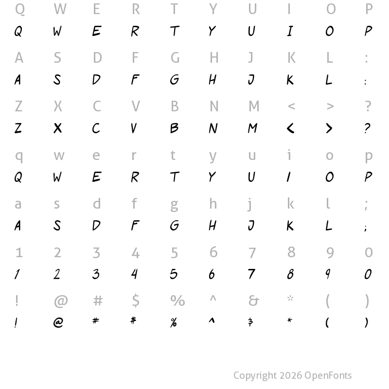 Character Map of Roof Runners Regular