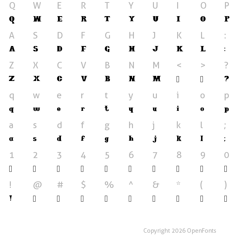 Character Map of Rook Font Regular