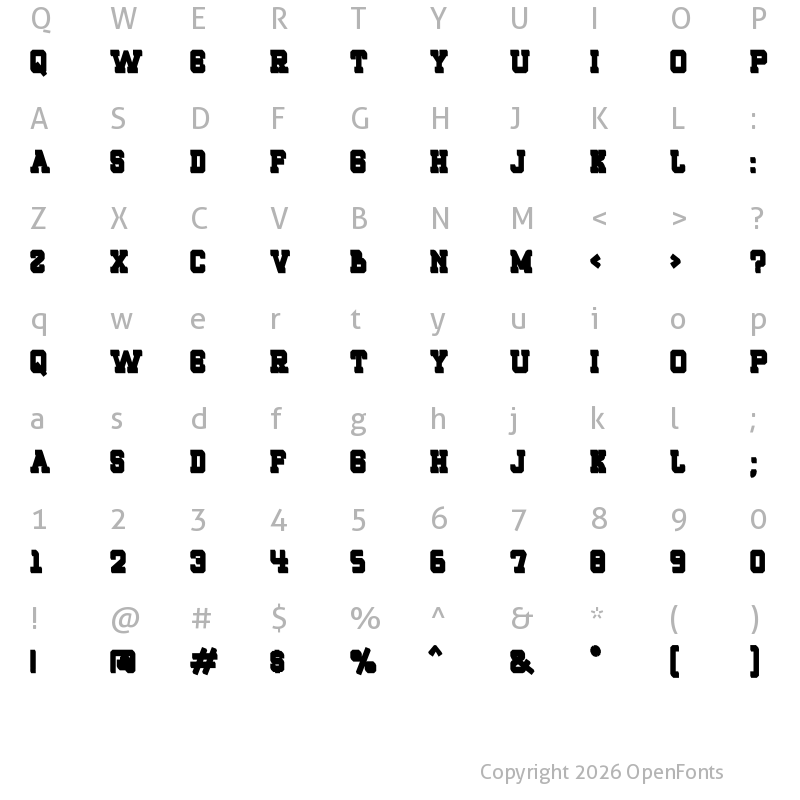 Character Map of ROQUERO Bold Extrude