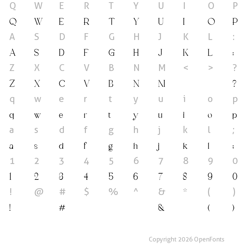 Character Map of Rosalina Regular