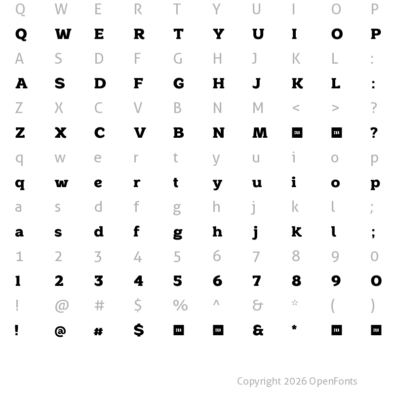 Character Map of Rosebay Freebie Regular