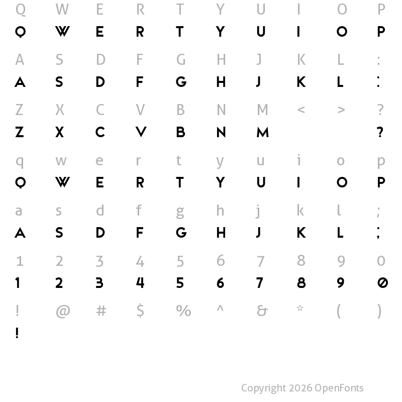 Character Map of Roseberry Regular