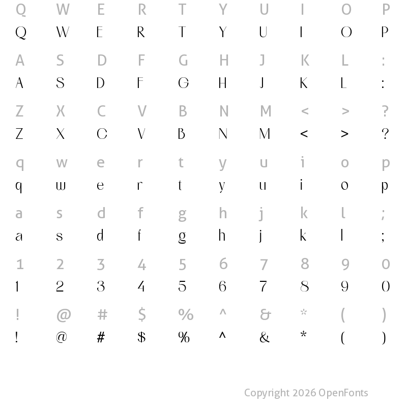 Character Map of Roseblue Regular