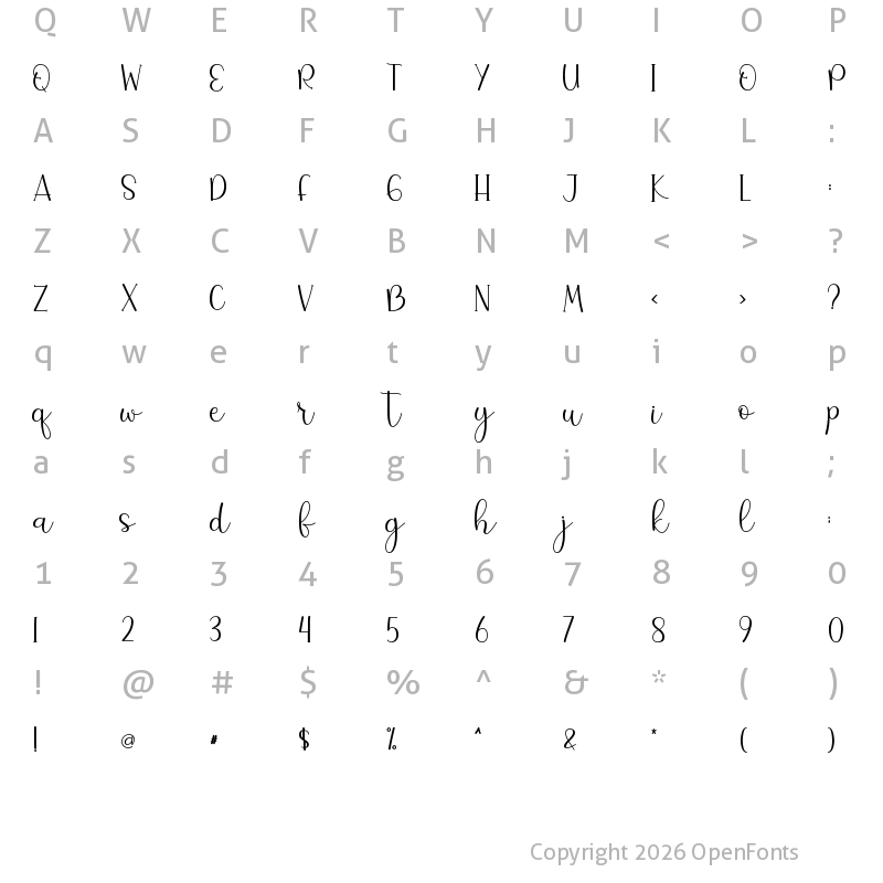 Character Map of Rosebright Regular