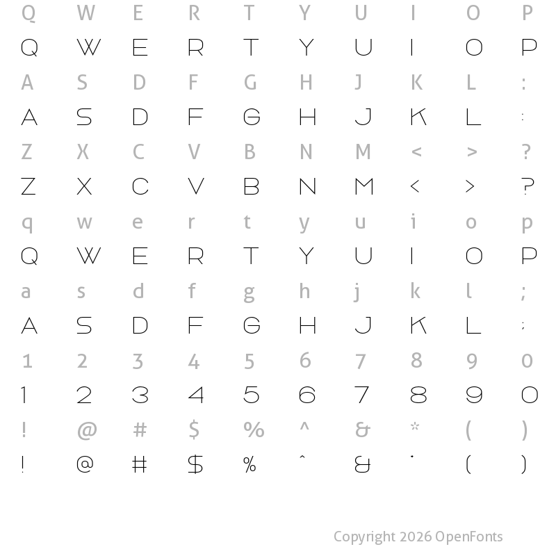 Character Map of Rosewind Regular