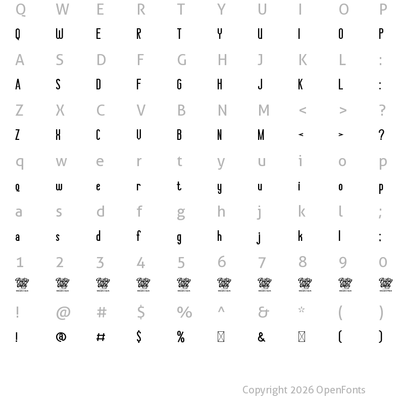 Character Map of Roshmary Regular