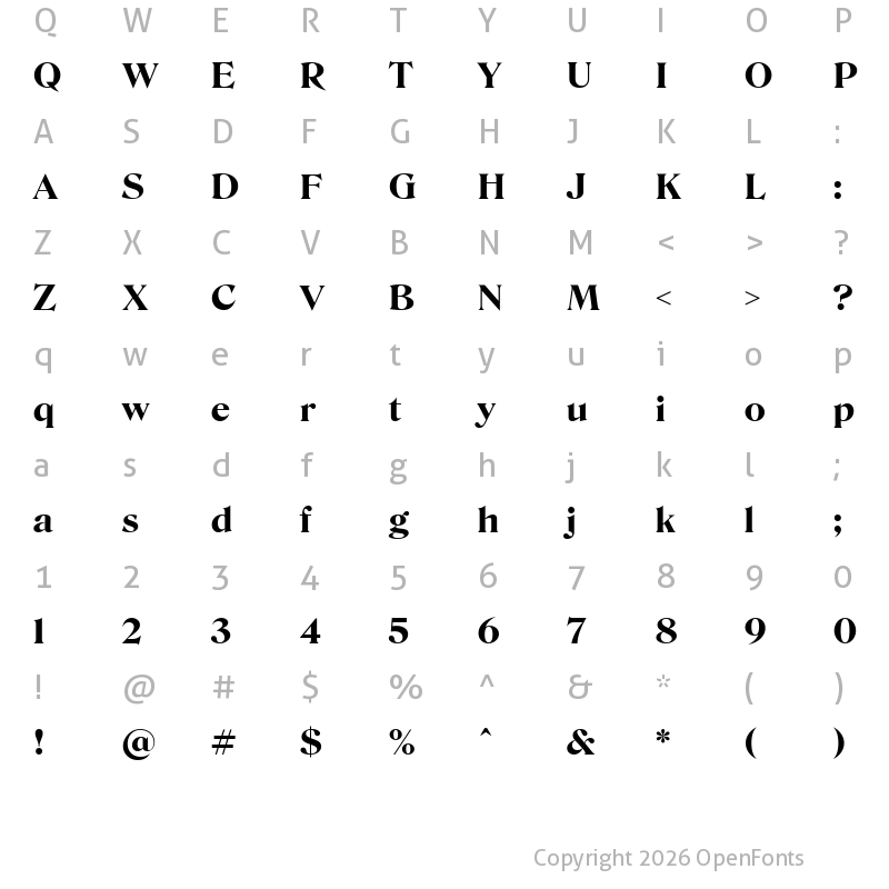 Character Map of Roslindale Display Bold