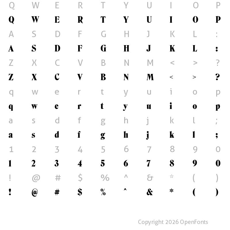 Character Map of Roslindale Display Condensed Black