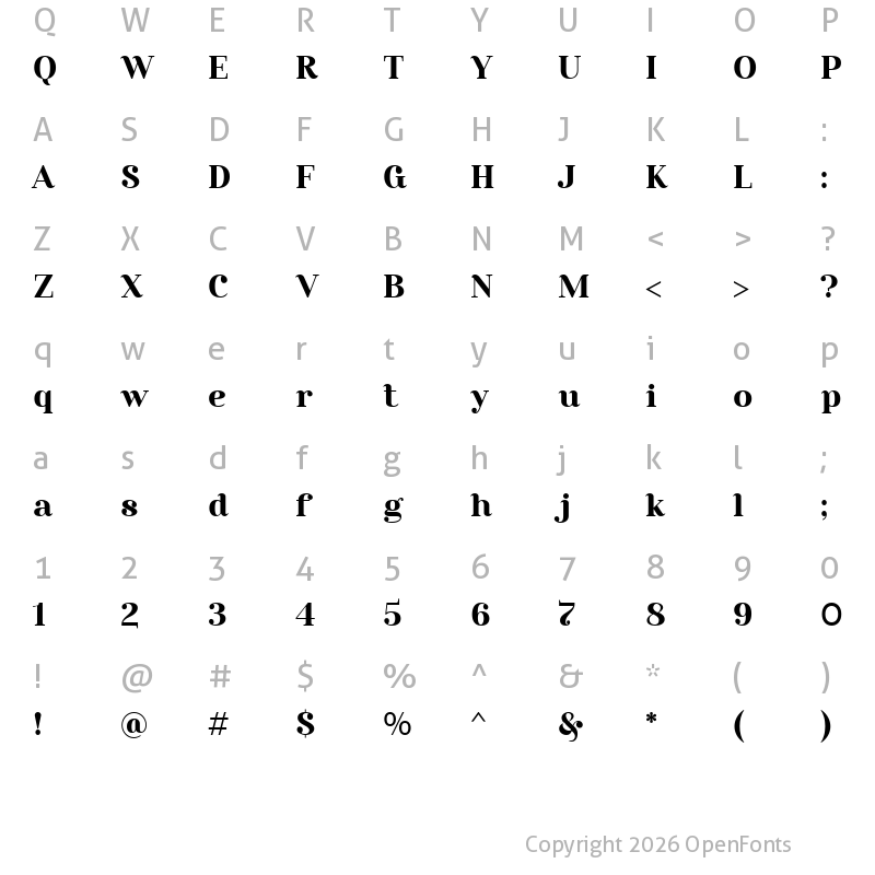 Character Map of Rosmatika Regular