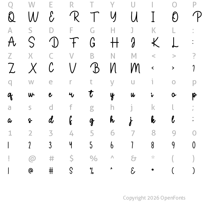 Character Map of Rossabel Monoline Regular