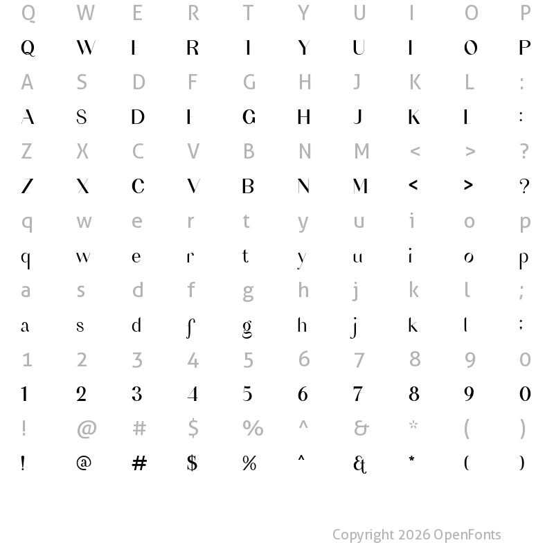 Character Map of Rossans Regular