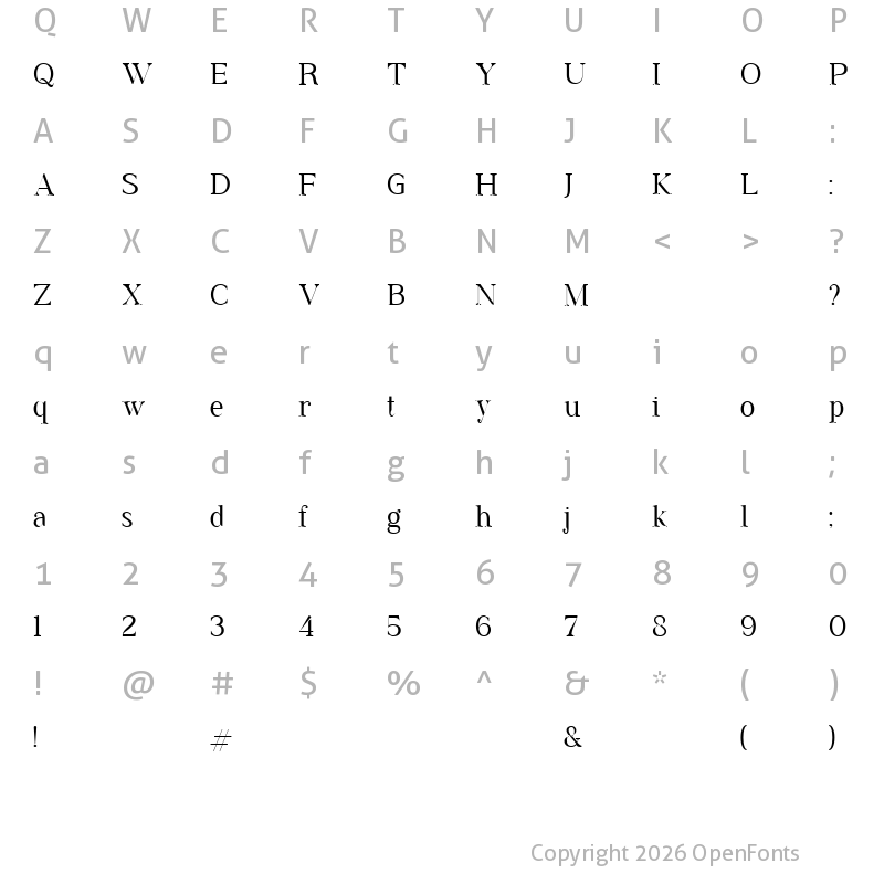 Character Map of Rostemary Regular