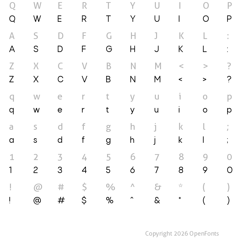 Character Map of Rota Medium