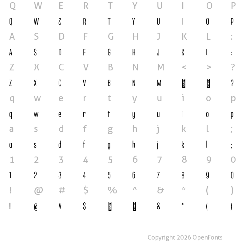 Character Map of Rotan Regular