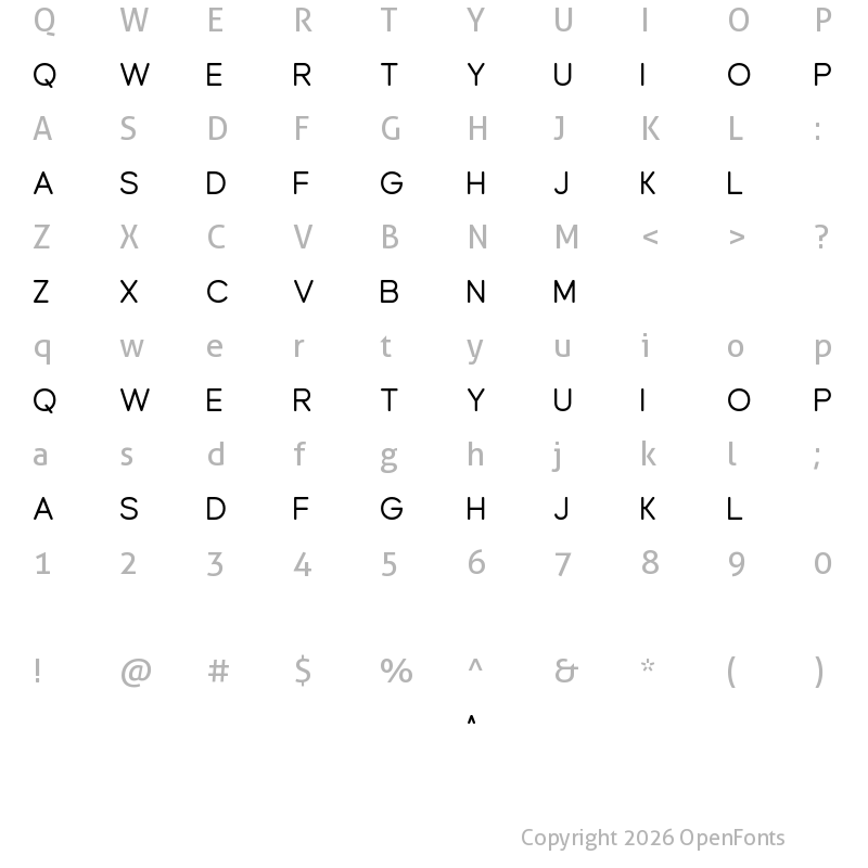 Character Map of Roterline Regular
