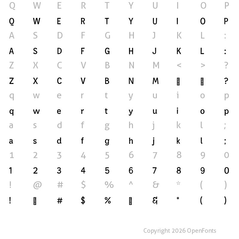 Character Map of Rotulista Regular