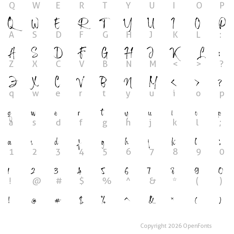 Character Map of Roughmarker Upright Regular