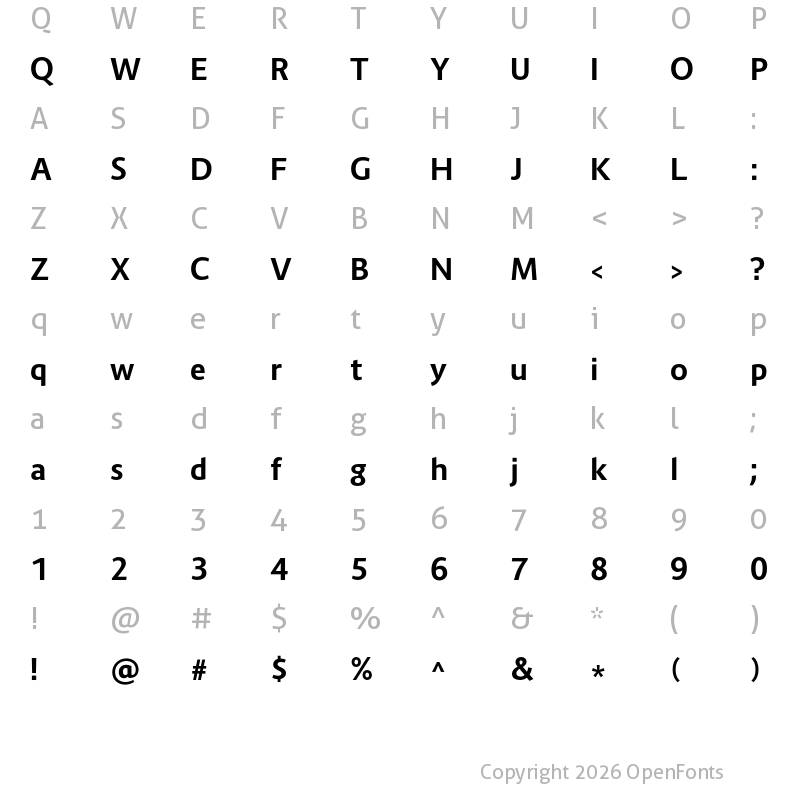 Character Map of Route 159 Bold