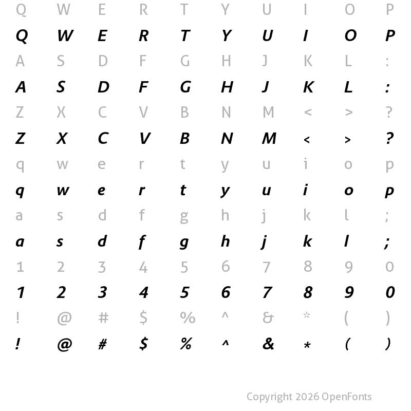 Character Map of Route 159 Bold Italic