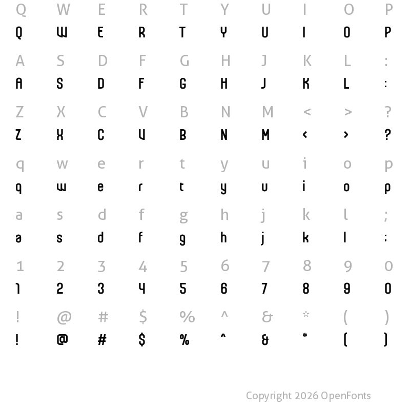 Character Map of Roways Regular