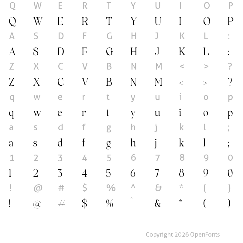 Character Map of Rowfinde Regular