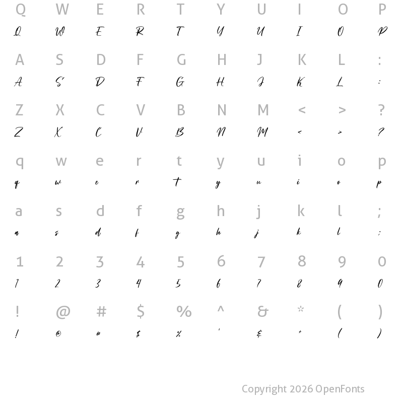 Character Map of Roxfranks Regular