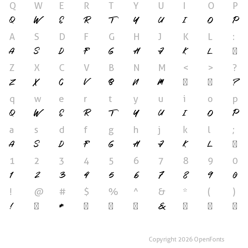 Character Map of Roximura Regular