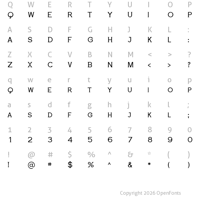 Character Map of Royal Serif Regular
