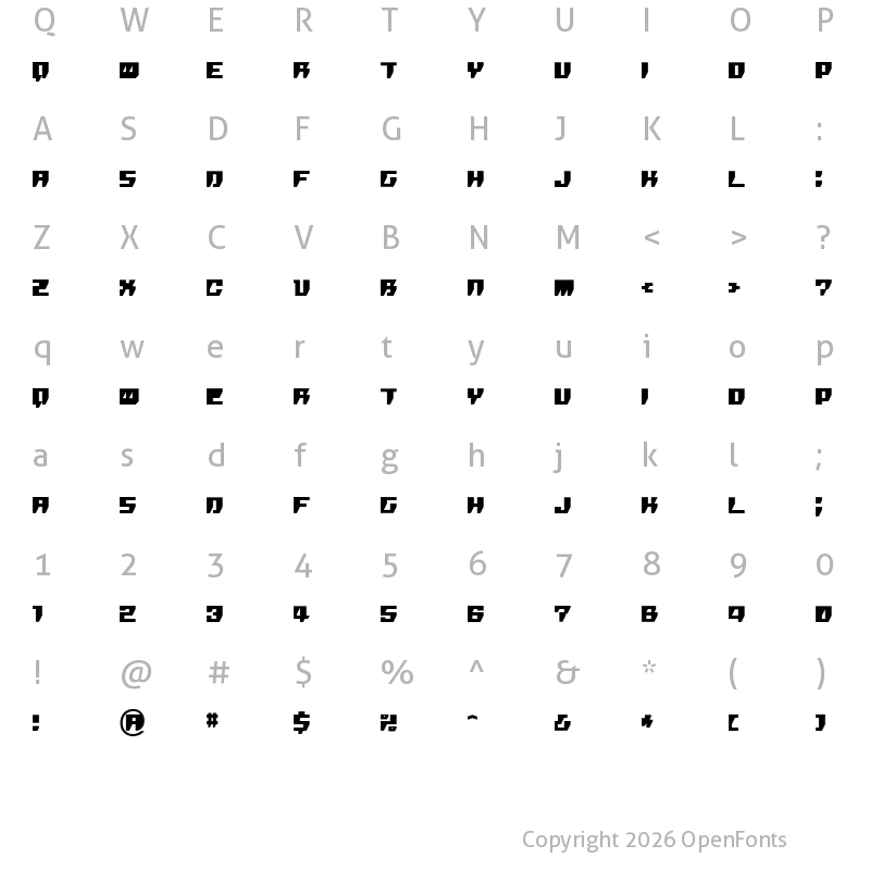 Character Map of R.P.G. Regular