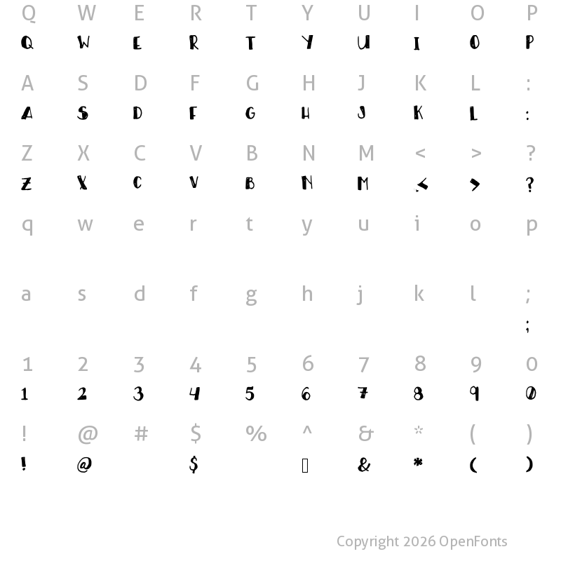 Character Map of RT_Fancy_Hand Medium