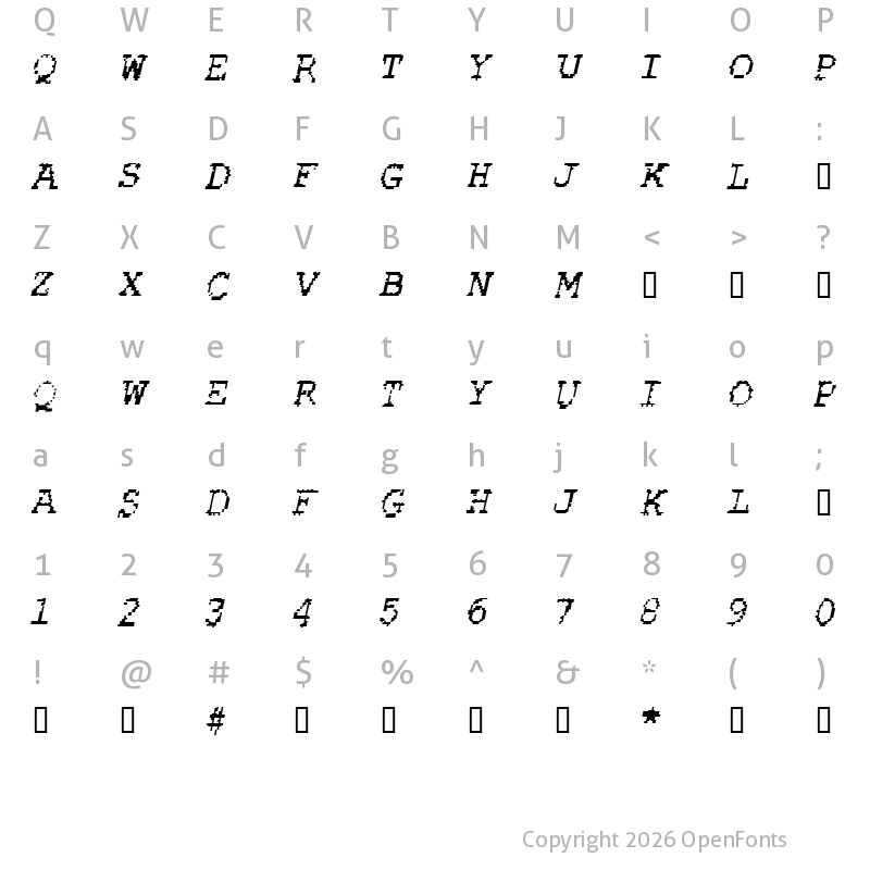 Character Map of Rubber Biscuit Italic
