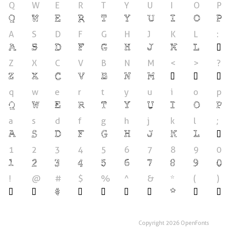 Character Map of Rubber Biscuit Round Outline