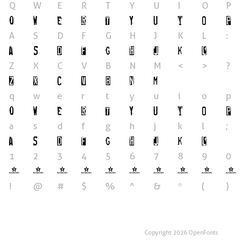 Character Map of RUBBER STAMP Regular