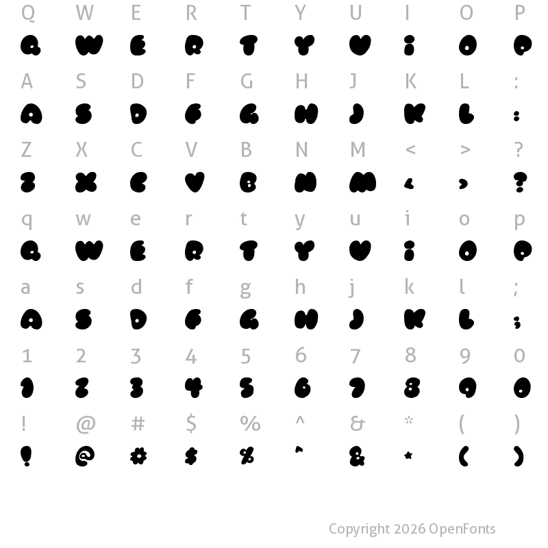 Character Map of Rubberneck Regular