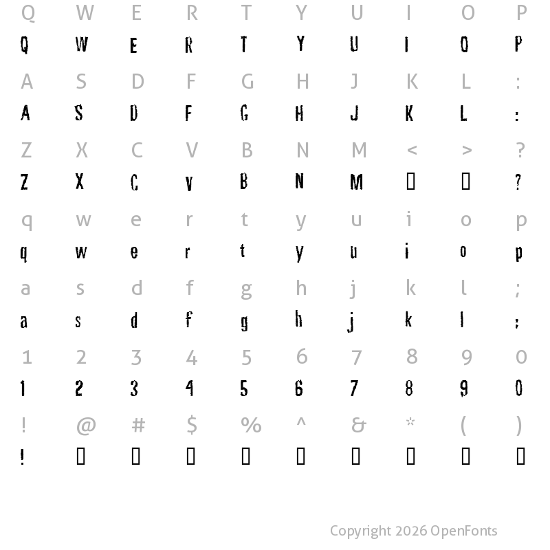 Character Map of Rubbing Font Regular