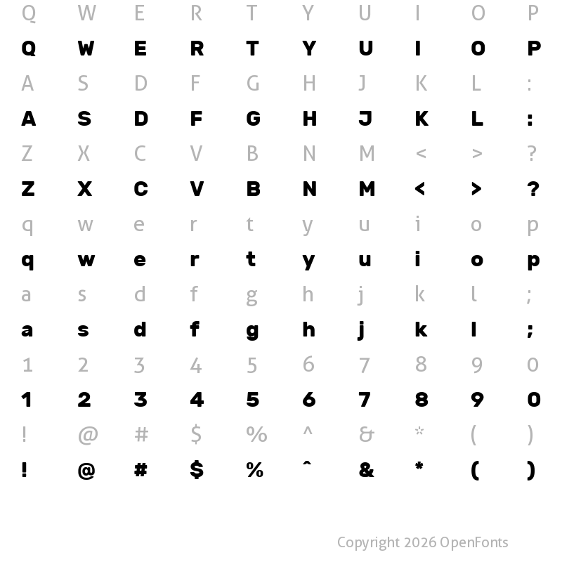 Character Map of Rubik Bold