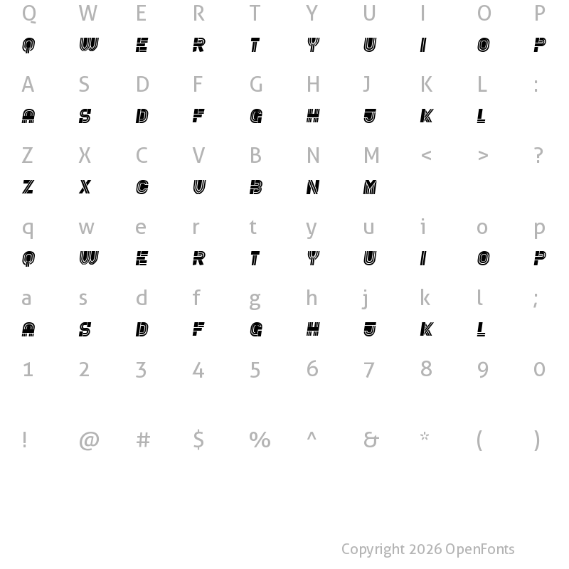 Character Map of Rude Italic