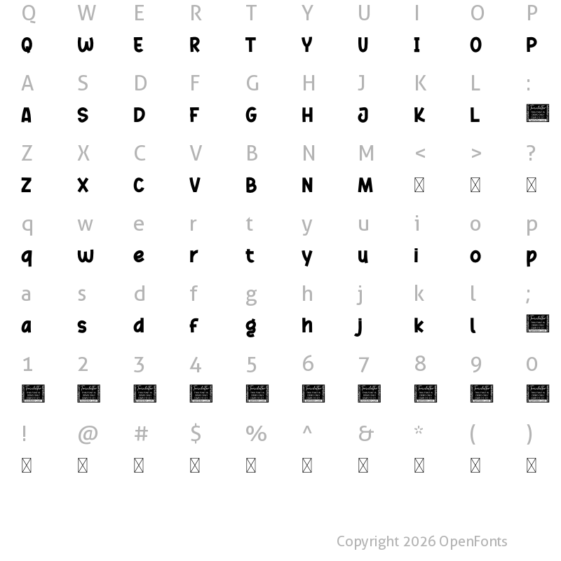 Character Map of Rufing Personal Use