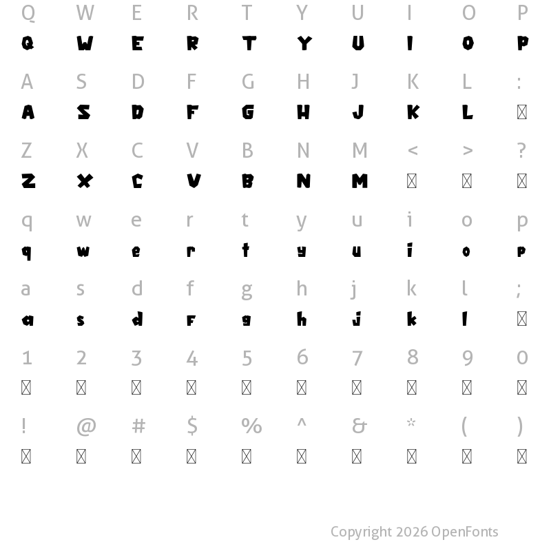 Character Map of Rumbaz-Demo Regular