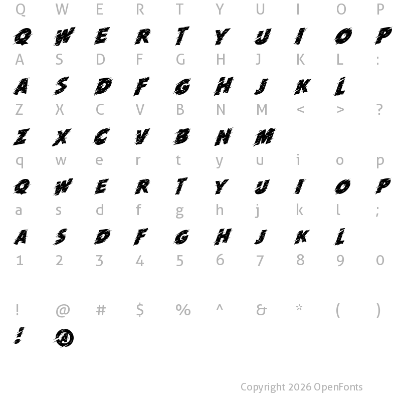 Character Map of Run! Demo Regular