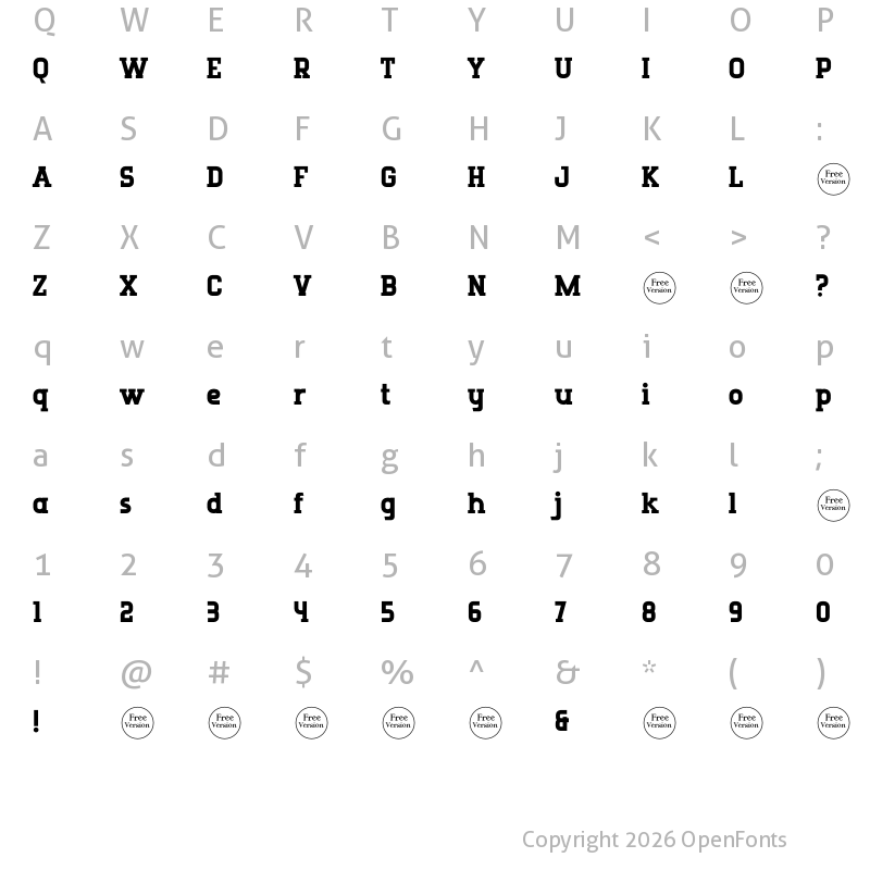 Character Map of Runboy Free Trial Regular