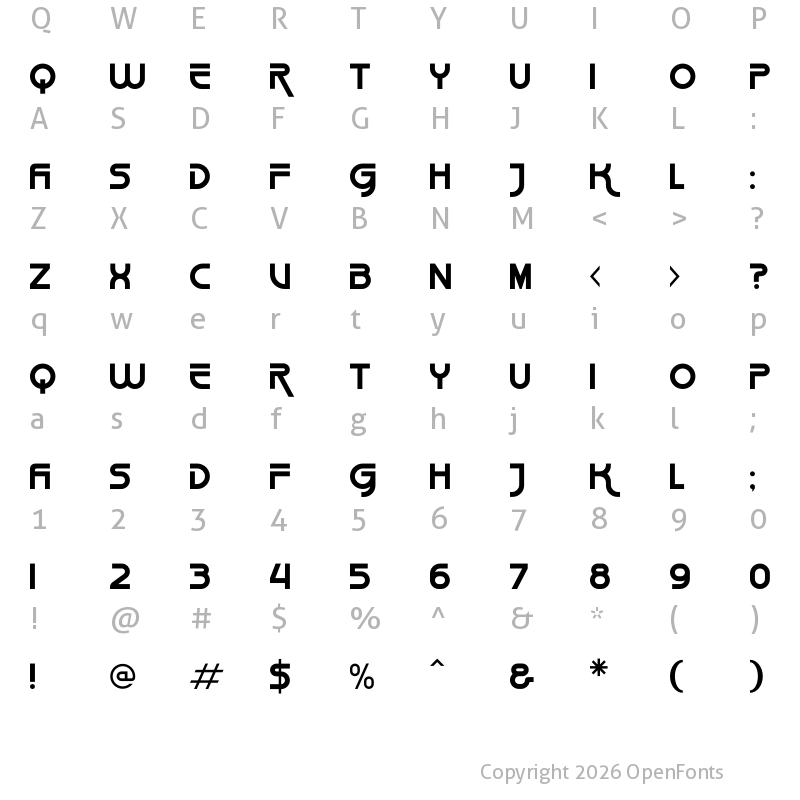 Character Map of Rush Turbo Regular