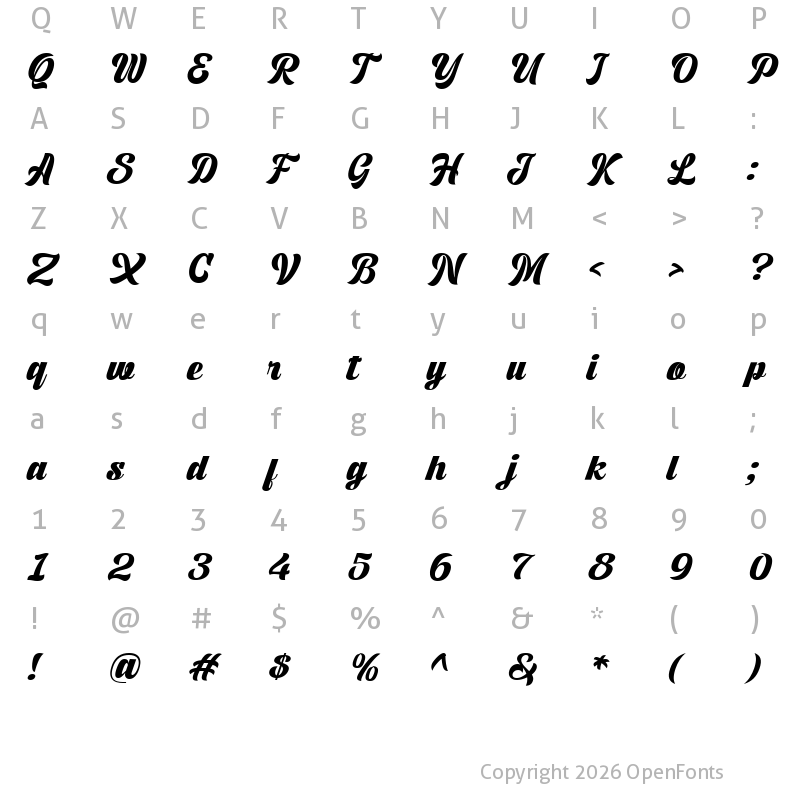 Character Map of Rushbold Regular