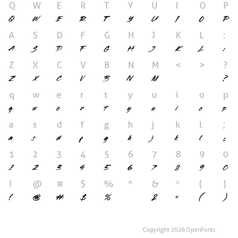 Character Map of Rushway Regular