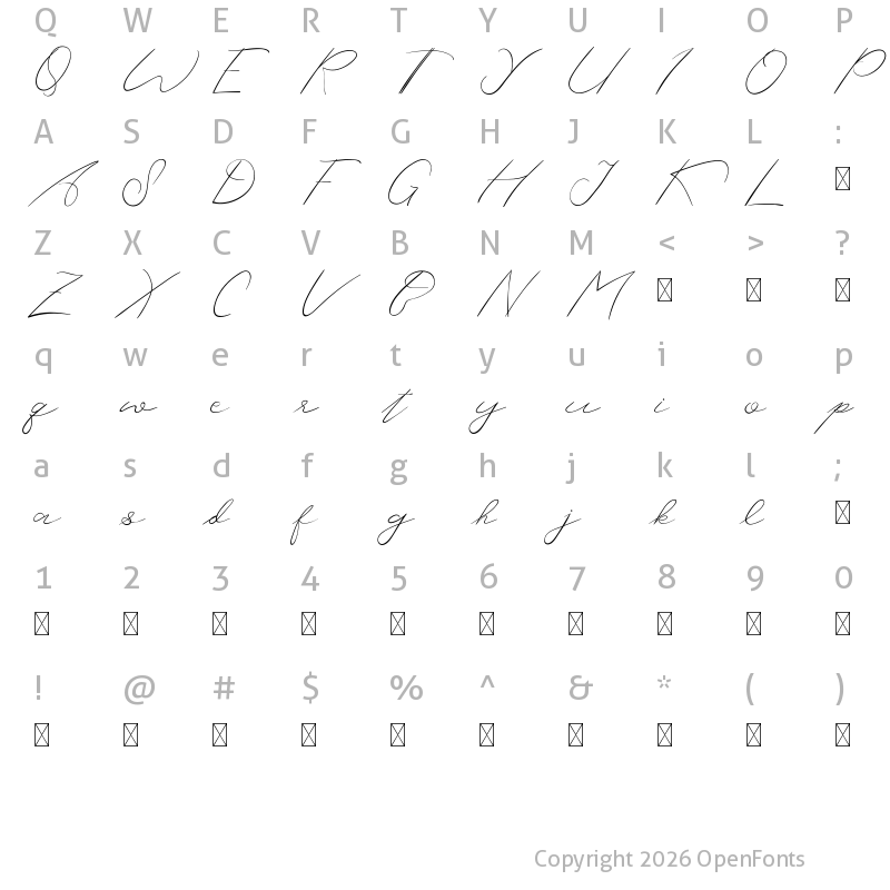Character Map of Rustte Demo Regular