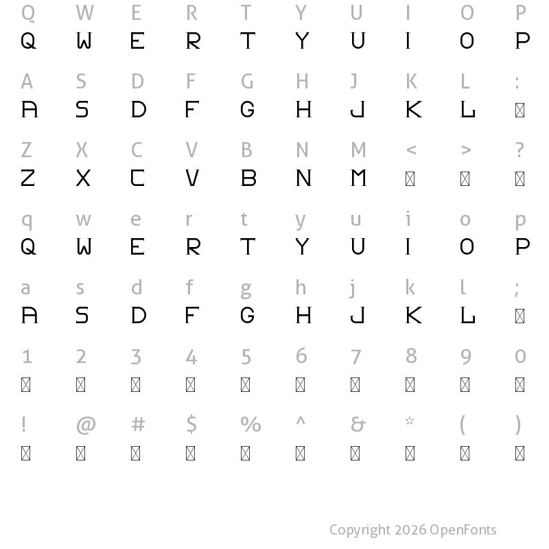 Character Map of Rustte Demo Sans Serif